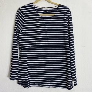 Bearsland black and white stripe nursing top size XL Convenient Practical blouse